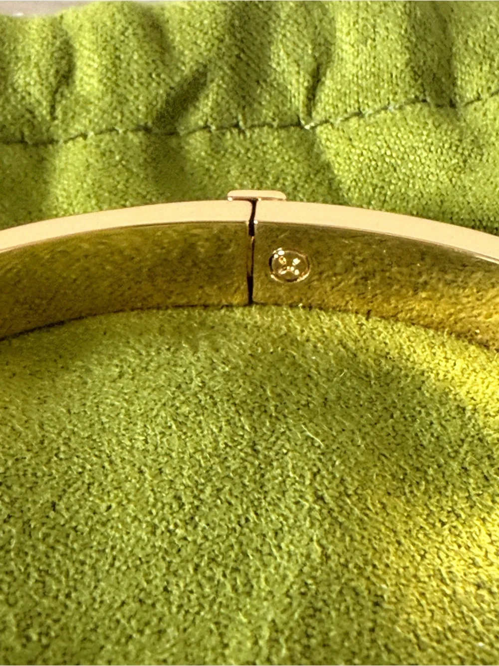 Tory Burch White Enamel Gold-Tone Double T Hinged Bangle Bracelet New